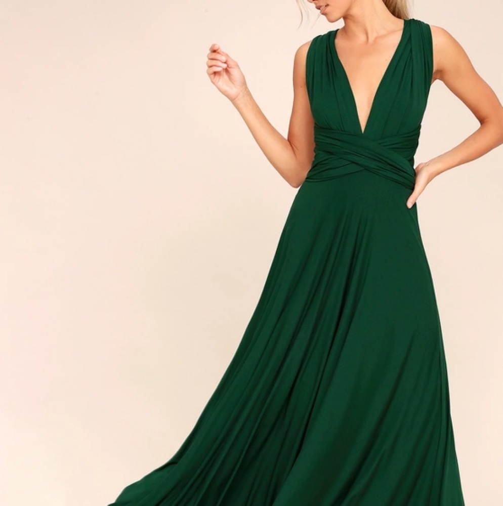 Lulu's Forest Green Tricks of the Trade Maxi Dress